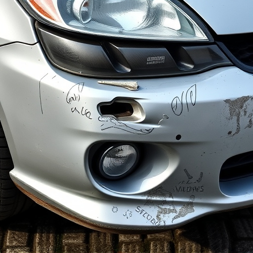 damaged car bumper