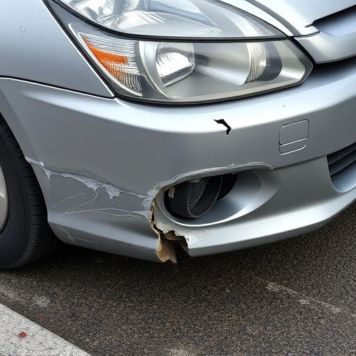 damaged car bumper