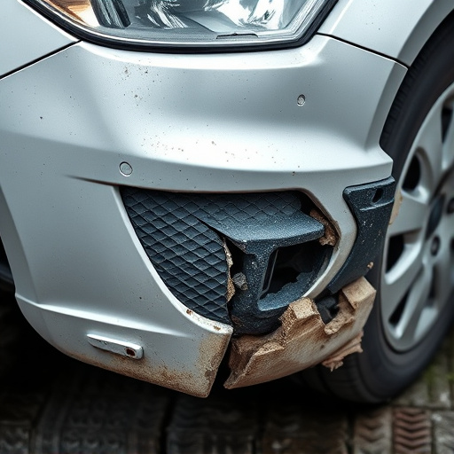 damaged car bumper