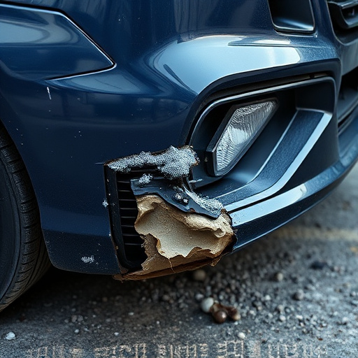 damaged car bumper