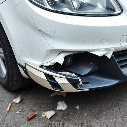 damaged car bumper