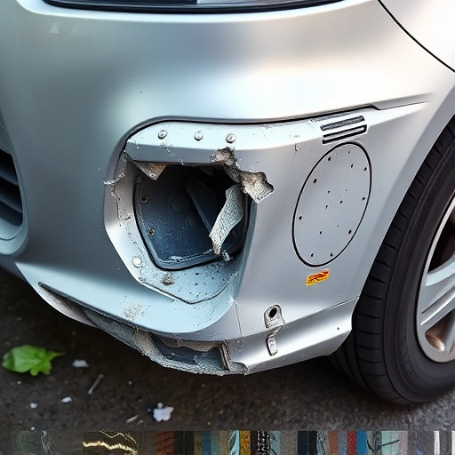 damaged car bumper