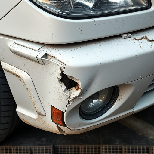 damaged car bumper