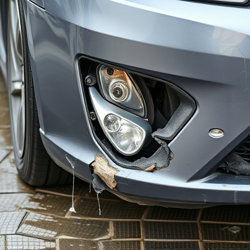 damaged car bumper