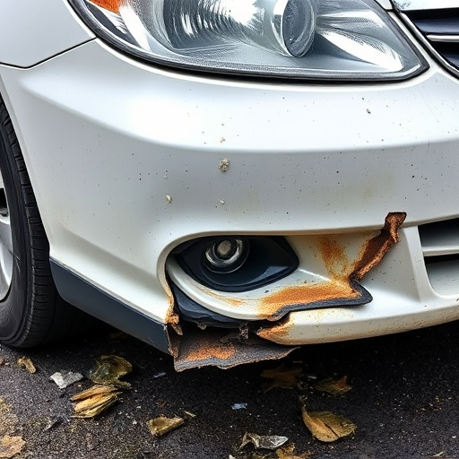 damaged car bumper