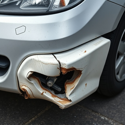 damaged car bumper