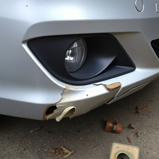 damaged car bumper
