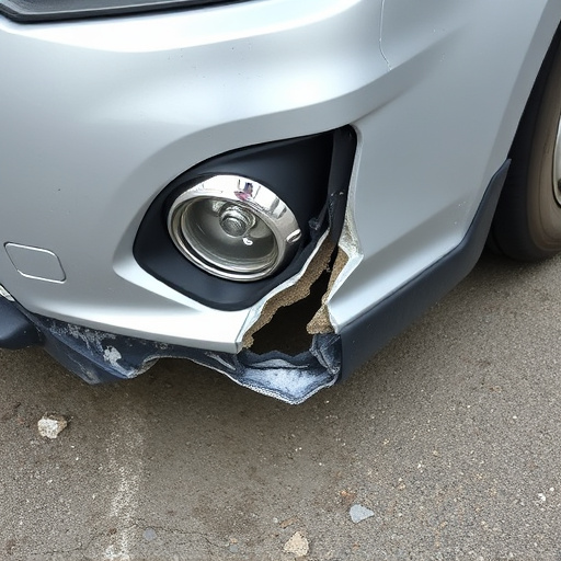 damaged car bumper