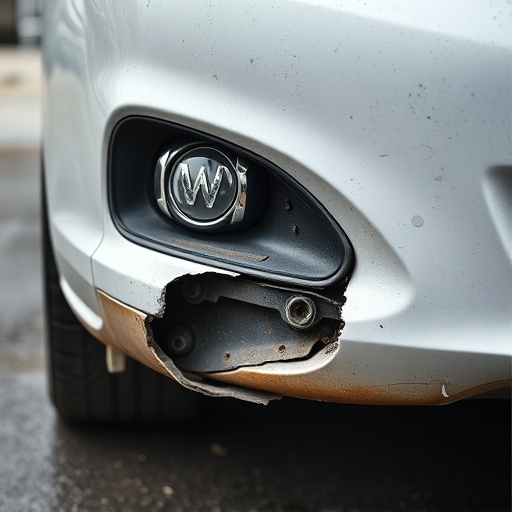 damaged car bumper
