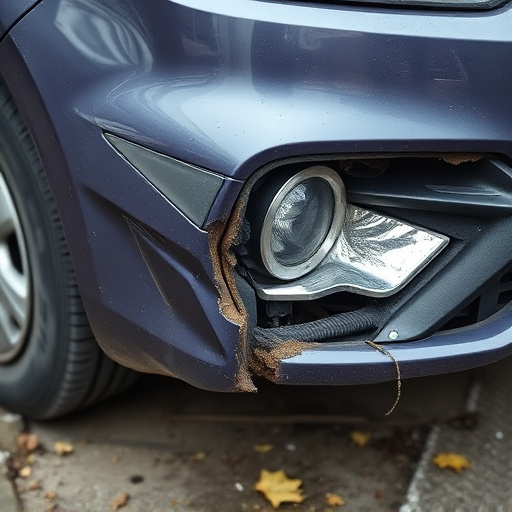 damaged car bumper