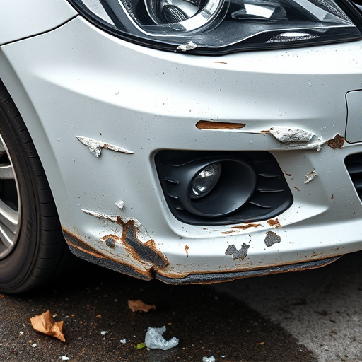 damaged car bumper
