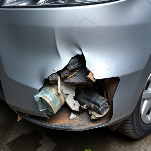 damaged car bumper