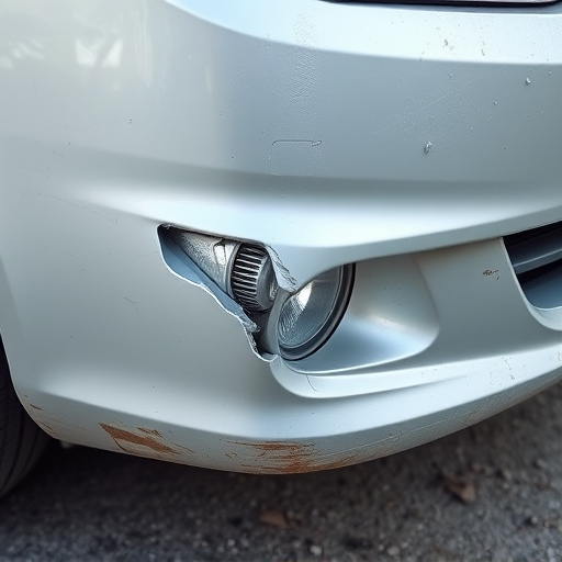 damaged car bumper