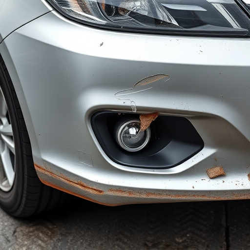 damaged car bumper