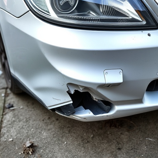 damaged car bumper