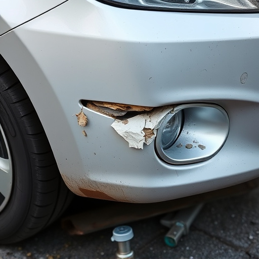 damaged car bumper