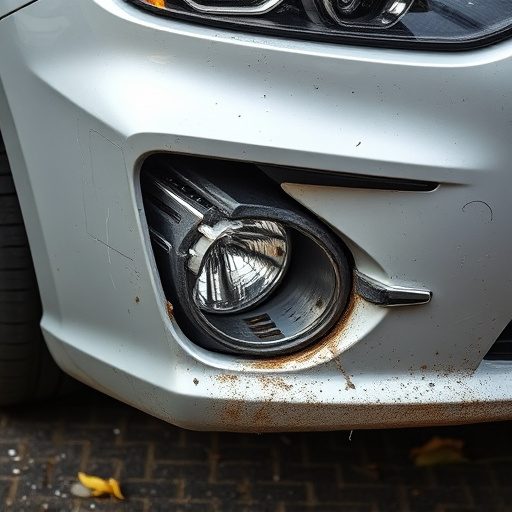 damaged car bumper