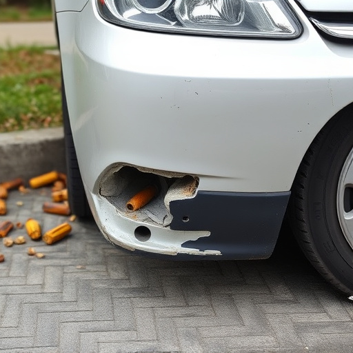 damaged car bumper