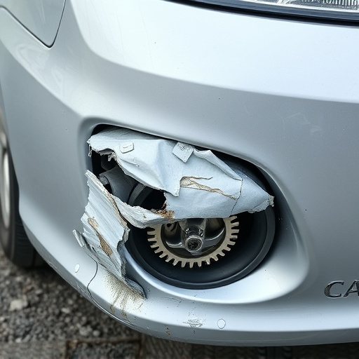 damaged car bumper