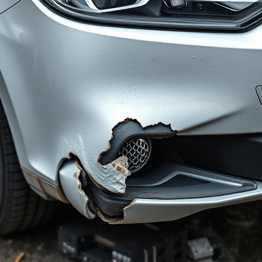 damaged car bumper