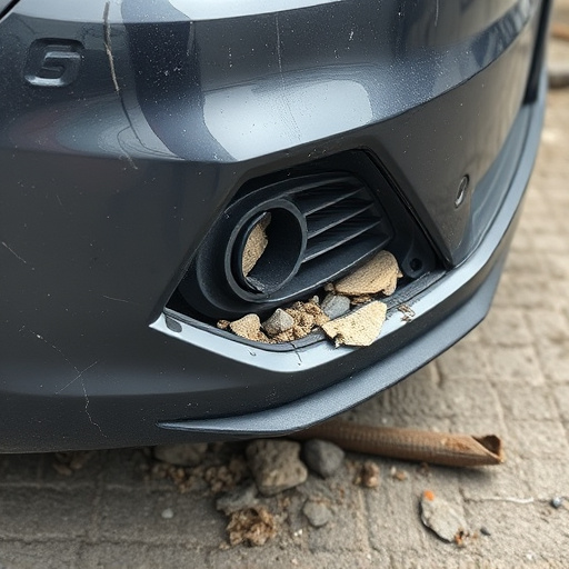 damaged car bumper