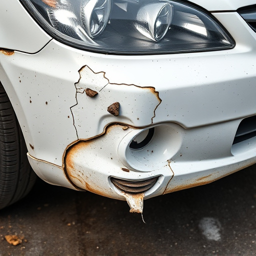 damaged car bumper