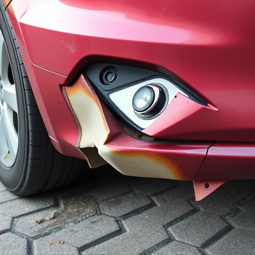 damaged car bumper