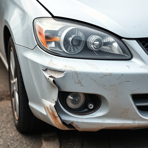 damaged car bumper