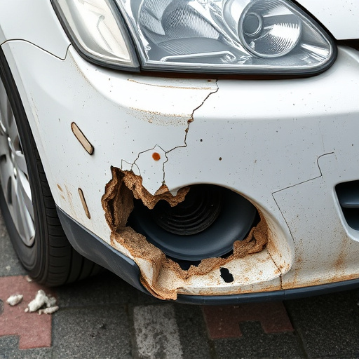 damaged car bumper