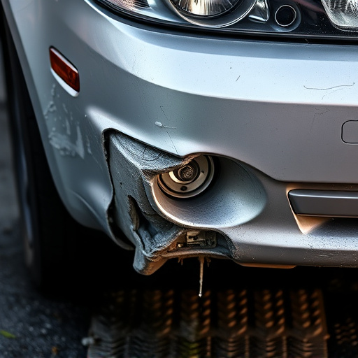 damaged car bumper