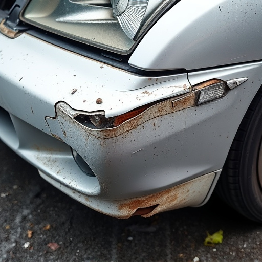 damaged car bumper