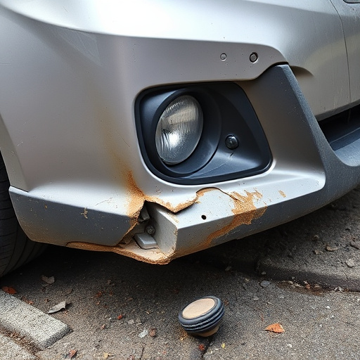 damaged car bumper