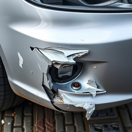 damaged car bumper