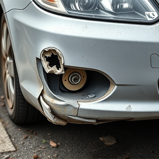 damaged car bumper