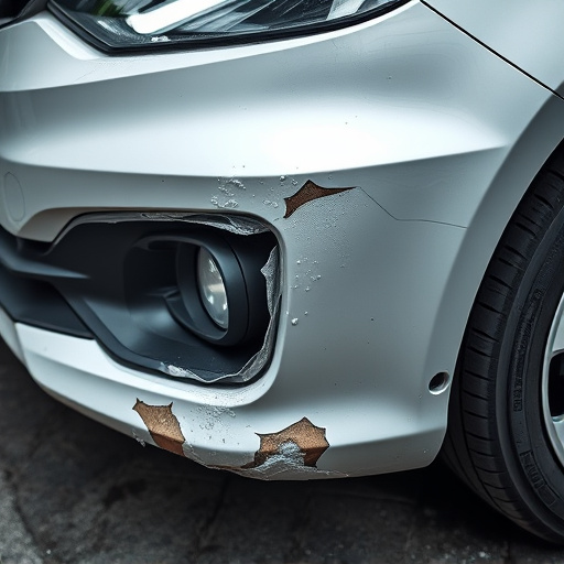 damaged car bumper