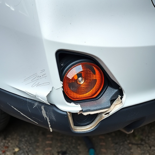 damaged car bumper