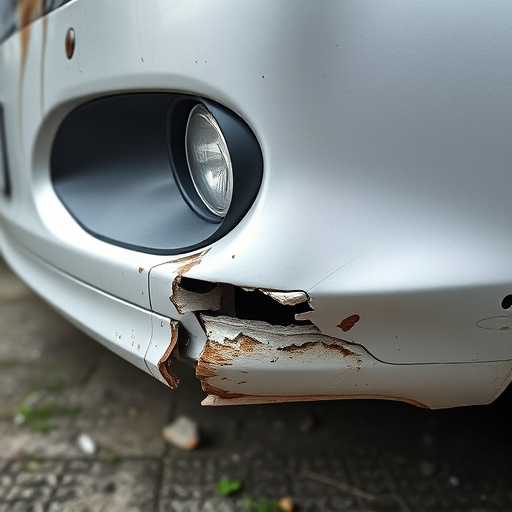 damaged car bumper