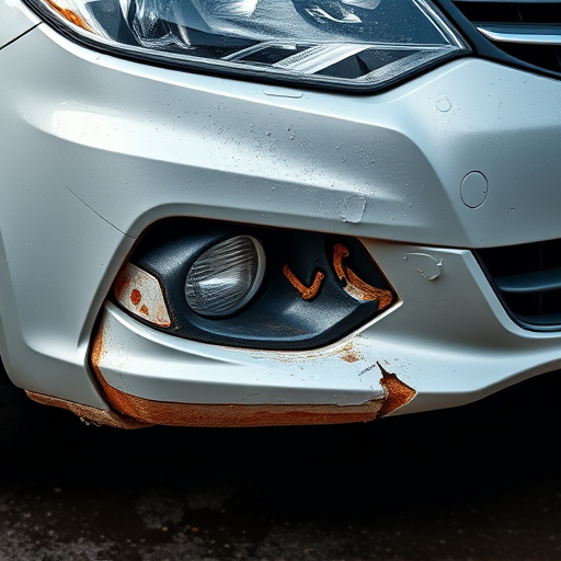 damaged car bumper