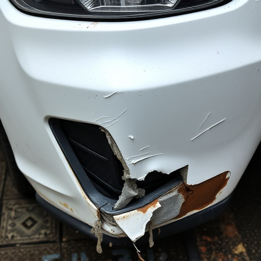 damaged car bumper