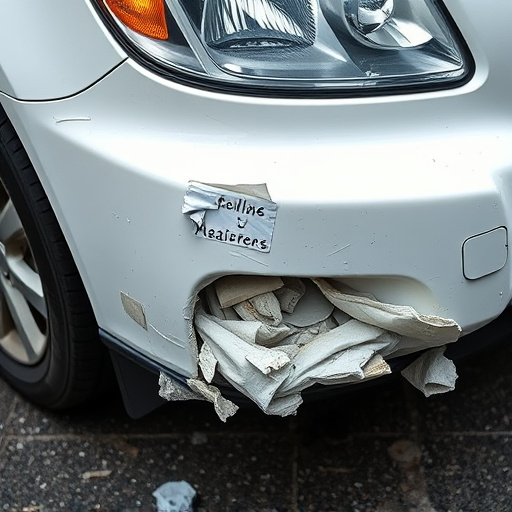 damaged car bumper