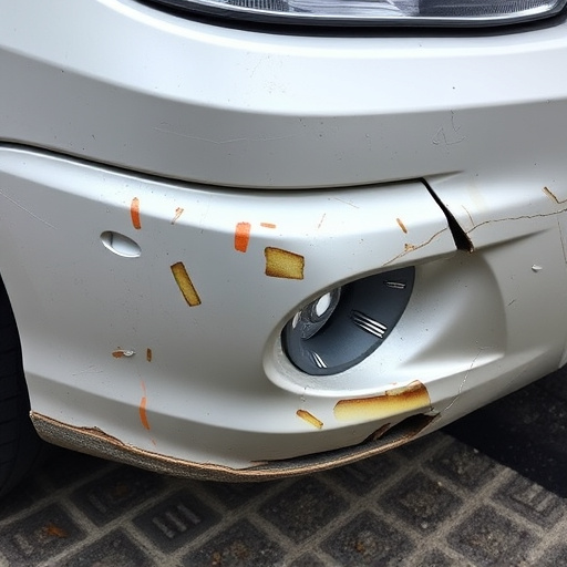 damaged car bumper