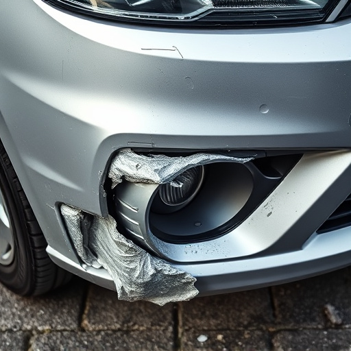 damaged car bumper