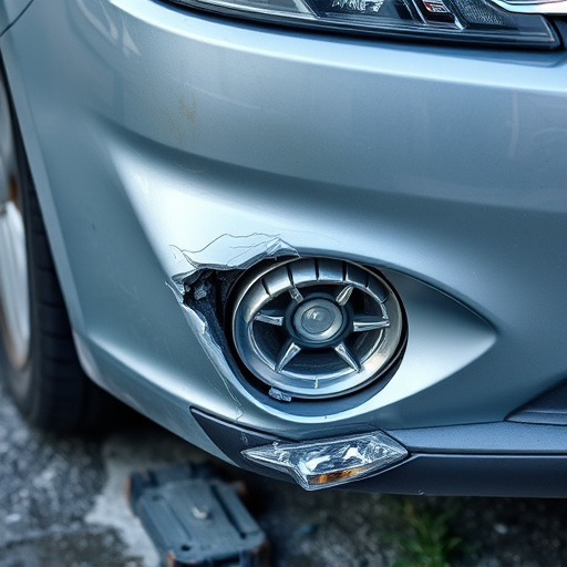 damaged car bumper