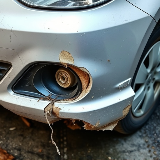 damaged car bumper