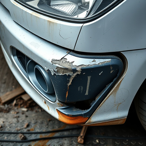 damaged car bumper