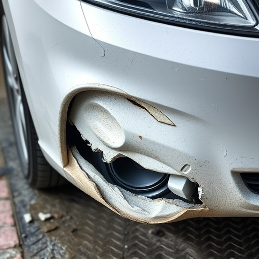 damaged car bumper