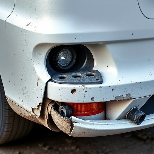 damaged car bumper