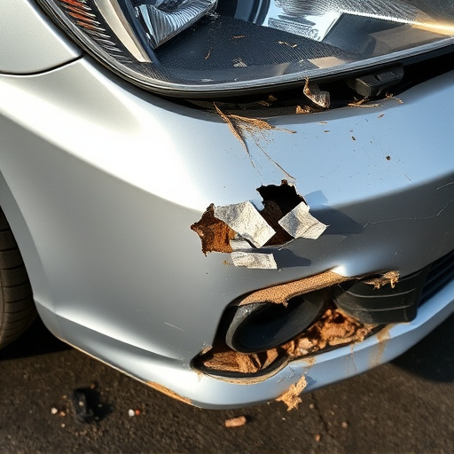 damaged car bumper