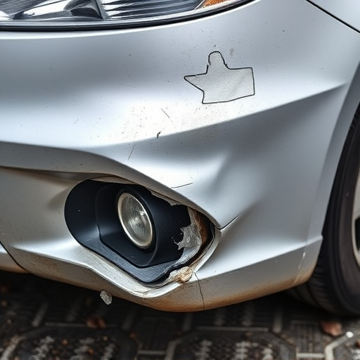 damaged car bumper