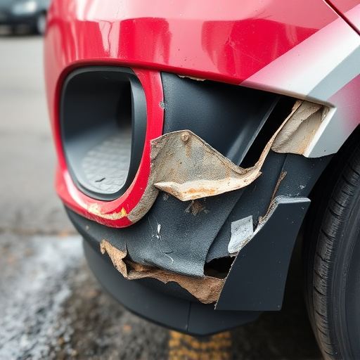 damaged car bumper
